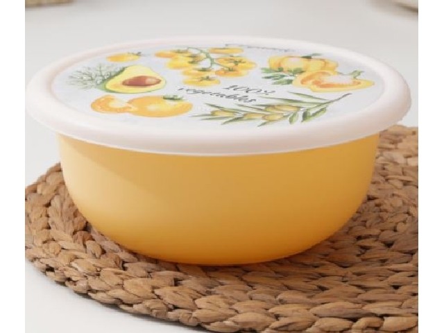 Миска Modena 2,1л с крышкой с декором (бледно-желтый)